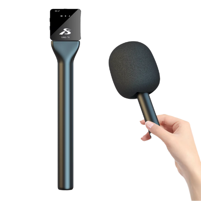 Universal Handheld Microphone Adapter for Wireless Lavalier Mic with High-Density Windshield for News Interview Vlogging
