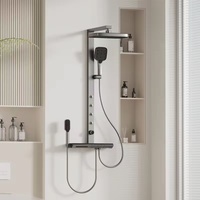 Colonne de douche thermostatique murale avec pommeau pluie et douchette à main, vente en gros directe usine pour projets hôteliers et résidentiels