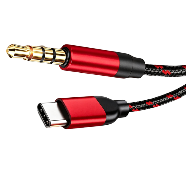 Type-C 4-Pole TRRS Nylon Braid Shielded AUX Audio Cable Portable Gold Plated Jack HIFI Smartphone DAC USB C to 3.5mm Live Stream