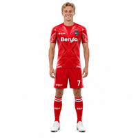 Uniforme de Fútbol Personalizado Beryla Fiery Red Flame Windmill, Unisex, Sublimado, de Malla, Secado Rápido, Transpirable, Venta al Por Mayor, OEM