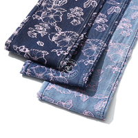 Tissu en denim jacquard rose à fleurs 80% coton pour jeans 11,8 oz Tissu en denim de haute qualité en gros
