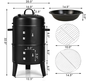 Parrilla de Carbón Grande 3 en 1 sin Humo, Ahumador, Barbacoa Vertical para Exteriores, para Fiestas y <span class=keywords><strong>Barbacoas</strong></span> - Product Image 6