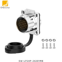 Connecteur étanche de type soudable LP24 IP67 35A 500V plaqué or, circulaire, push-pull, en zinc, pour éclairage LED extérieur, prise industrielle