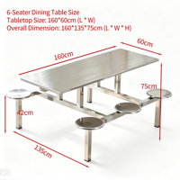 Ensemble table et chaises de cantine au design industriel moderne, durable et écologique pour les écoles, les hôpitaux, les bureaux (4-8 personnes)