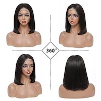 Wig Bob Pendek Rambut Manusia Remy Virgin Transparan Lace Front untuk Wanita Kulit Hitam dengan Baby Hair