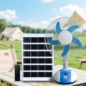 Ventilateur solaire de 16 pouces de bonne qualité avec éclairage LED, sortie USB, rechargeable, certifié CE, avec minuterie pour la maison et la table, modèle TA14 Solar Ac - Product Image 1