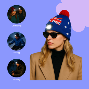 Berretto leggero con bandiera <span class=keywords><strong>Australia</strong></span> a LED con Pom Pom per la fornitura di fabbrica cappello in maglia con Logo personalizzato per l'inverno Outdoor OEM ODM LED <span class=keywords><strong>Beanie</strong></span> <span class=keywords><strong>Australia</strong></span> - Product Image 6
