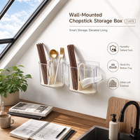 Boîte de rangement pour baguettes de cuisine, support mural en plastique de qualité alimentaire avec drainage pour ustensiles de table