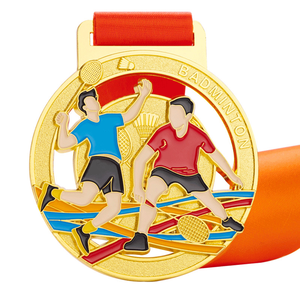 Médaillon de sport en or pour tennis de table personnalisé pour la 1ère place Médaille de badminton polie en métal pour l'artisanat <span class=keywords><strong>3D</strong></span> - Product Image 3