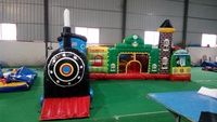 WINSUN Combo Train Gonflable Parc de Divertissement Ignifuge et Imperméable Taille Personnalisable Château Gonflable et Trampoline en PVC