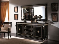 Meubles de salle à manger classiques Buffet Table à manger et miroir Meuble de rangement en bois de luxe