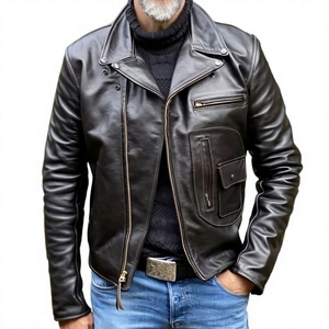 Chaqueta de Cuero Genuino 100% Natural BS International, Unisex, Estilo Racer, Impermeable, Resistente al Viento, para Invierno, Fiestas, Navidad - Product Image 1
