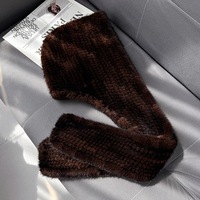 Gorro de piel de visón tejido a mano de lujo para mujer, gorro informal con estampado por transferencia de calor para las cuatro estaciones, gorro para exteriores con circunferencia de cabeza de 56-58CM XZWDSI