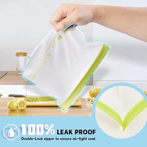 Sacs de conservation alimentaire réutilisables en PEVA, compatibles lave-vaisselle et étanches, sacs de congélation sans BPA pour la cuisine, les voyages et le maquillage - Product Image 3