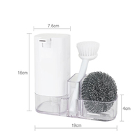 Ensemble de nettoyage de cuisine, distributeur de savon liquide, éponge et brosse de vaisselle, 3 en 1,
