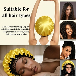 Bonnet <span class=keywords><strong>de</strong></span> <span class=keywords><strong>nuit</strong></span> 2-en-1 en satin et résille, bonnet <span class=keywords><strong>de</strong></span> sommeil en satin <span class=keywords><strong>de</strong></span> luxe double couche, protecteur <span class=keywords><strong>de</strong></span> tresses, bonnet <span class=keywords><strong>de</strong></span> <span class=keywords><strong>nuit</strong></span> en satin <span class=keywords><strong>pour</strong></span> <span class=keywords><strong>cheveux</strong></span> longs - Product Image 2