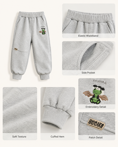 Pantalon de jogging unisexe en coton et polyester gris respirant avec logo personnalisé pour enfants, taille élastique, pantalon décontracté en tricot - Product Image 4