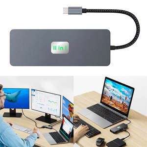 Base de Conexión 11 en 1, Hub USB 3.2 MST HDTV DP 4K 60Hz VGA 1000M RJ45 Extensión <span class=keywords><strong>Tipo</strong></span> <span class=keywords><strong>C</strong></span> USB-<span class=keywords><strong>C</strong></span> <span class=keywords><strong>Tipo</strong></span> PD100W Concentrador Dock - Product Image 4