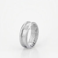 POYA 8mm Damaszener Stahl Unisex Ring Klassischer Einzelkanal Blanko-Kern Einlage für Hochzeit Verlobung Geschenk Schmuck