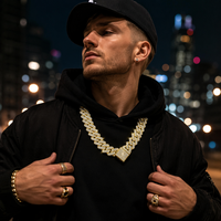 Collier Chaîne Maille Cubaine en Alliage Or Argent Sertie de Zircons CZ, Fermoir Boîte Hip Hop, Bijoux Bling Bling pour Hommes et Femmes, Vente en Gros, Personnalisation OEM