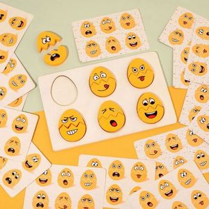 Autism Sensory Educational Toys Safety Wood <b>Puzzles</b> Fun Egg Face Matching Games Rounded Corners Montessori - Product Image 3