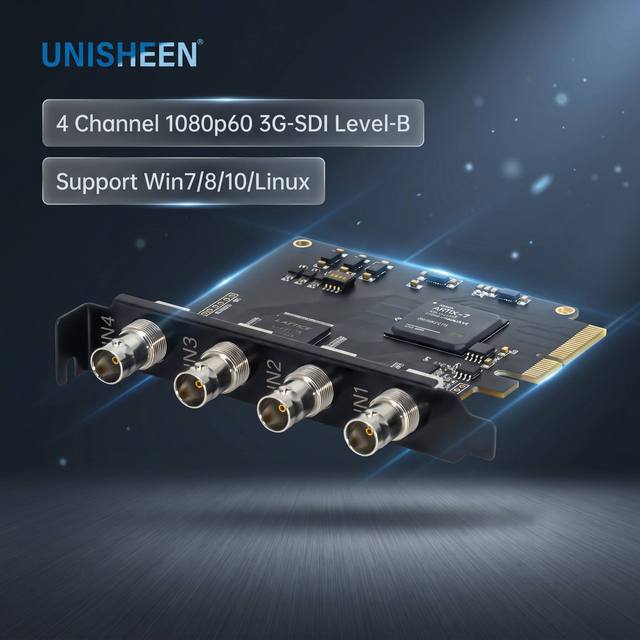Unisheen UC3540S 4 Channel 1080p 60fps Full HD SDI PCIe Internal Video Capture Card for Video Conference Systems Room