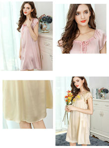 OEM 100% personalizzato camicia da notte in raso di seta di gelso a maniche corte <span class=keywords><strong>vestaglia</strong></span> femminile per l'estate e la primavera - Product Image 6