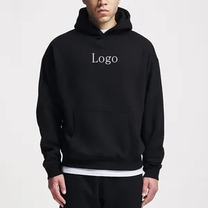 Men Streetwear Manufacturer Custom Logo Kangaroo Pocket Drop Shoulder Heavyweight Oversized Pullover Hoodie