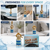 Désodorisant de voiture personnalisé OEM ODM, étiquette privée, flacon en verre 8ml, parfum Océan avec bouchon en bois, diffuseur suspendu pour l'intérieur de la voiture