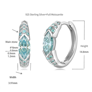 Boucles d'oreilles Ruizuan bleu vert 0,5 carat en moissanite taille marquise pour homme - Product Image 6