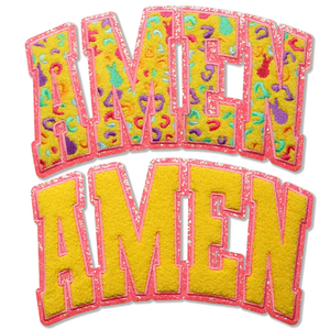 Flexible Custom Iron <b>on</b> Embroidery Jesus Loves Me <b>Patch</b> Amen Large Glitter Jesus Chenille <b>Patches</b> <b>on</b> Clothing - Product Image 3