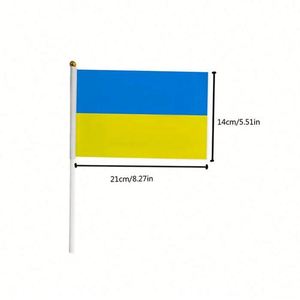 Custom 12x18 Inch Polyester Blue Yellow Mini Ukrainian National Small Stick <b>Flag</b> Ukraine Hand Held <b>Flag</b> - Product Image 1