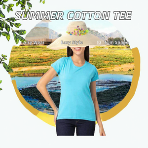 Camiseta de Verano RUICHI, Nueva, 220GSM, Tejida, 100% Algodón, Corte Ajustado, Transpirable, Cuello Redondo, para Uso Diario Informal, para Mujer - Product Image 2