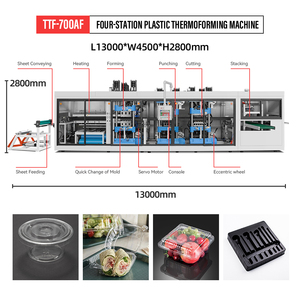 Máquina Automática para Fabricar Cajas <span class=keywords><strong>Bento</strong></span> Compostables, Contenedores para Ensaladas, Bandejas para Sushi, con Bomba de <span class=keywords><strong>Motor</strong></span>, Materiales PET/PVC/PP/PS/HIPS - Product Image 3