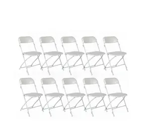 Toptan 10-pack ucuz Modern taşınabilir renkli bahçe açık katlanabilir Metal beyaz plastik katlanır sandalyeler olaylar düğün için