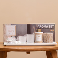 Coffret cadeau LANJO diffuseur de parfum et bougie parfumée avec plateau miroir, kit d'ambiance pour salon, chambre, hôtel