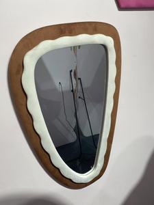 Bohemian gỗ Tường Khung không đối xứng không đều trang trí tường Gương phòng khách phòng ngủ lối vào nhà trang trí mộc mạc hình bầu dục - Product Image 2