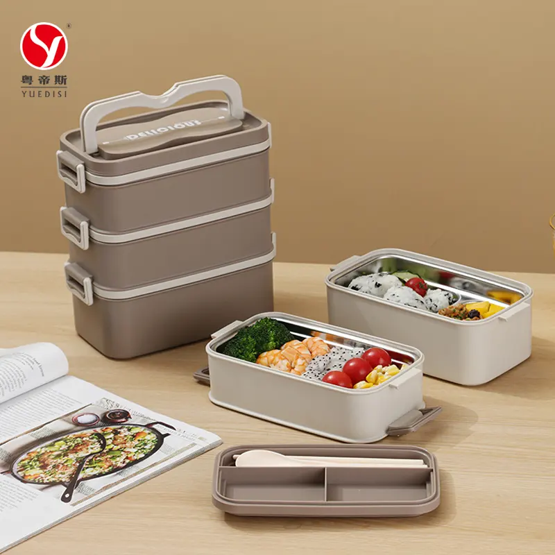 Custom YUEDISI Japanese Style Multi Layer Stainless Steel Thermal Insulation Handle Convenient Lunch Box