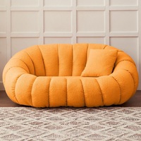 Fauteuil pouf en tissu lavable style crème, compressé sous vide, pour petit salon