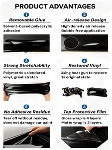 Film de protection de carrosserie automobile en vinyle FYL 1,52 m x 17 m, sans bulles, effet peau d'orange, rouge profond, avec support PET, fabriqué pour carrosserie automobile - Product Image 2