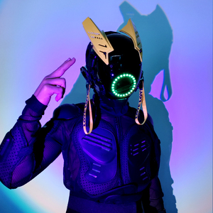 Máscara Cyberpunk Brillante Transformada en Máscaras de Halloween para Juegos de Rol, Máscara LED Futurista y Genial - Product Image 2