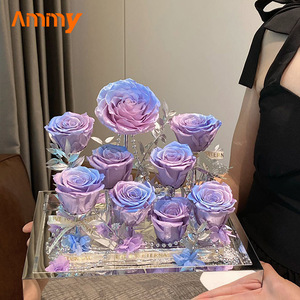 AM-PFE80 Ammy กล่องดอกกุหลาบนิรันดร์ในสวนดอกไม้อมตะตลอดไปในงานแต่งงานดอกกุหลาบที่เก็บรักษาไว้ในกล่องอะคริลิค - Product Image 2