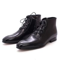 Sepatu Kulit Hak Tinggi Desainer dengan Tali, Tahan Air, untuk Acara Formal - Sepatu Bot Mewah Berujung Runcing untuk Pria Musim Gugur/Dingin/Musim Panas