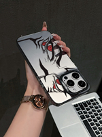 Coque de téléphone pour iPhone 16/15 Pro Max avec impression d'yeux d'anime manga noir et blanc, coque antichoc Coque Iphone 	 Coques de téléphone portable