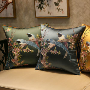 Cuscino cuscino per divano quadrato in mogano classico <span class=keywords><strong>con</strong></span> fiori <span class=keywords><strong>con</strong></span> ricamo uccello Hotel casa soggiorno camera camera cuscino federa - Product Image 3