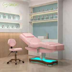 2023 Wimpern bett Luxus Wimpern bett Schönheits salon Möbel elektrische rosa Schönheits stuhl Gesichts massage Tisch Bett mit LED-Beleuchtung