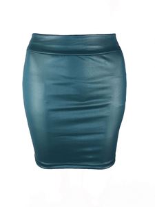 Falda de tubo de cuero PU de imitación Simple para mujer, vestido de estilo corto, Mini falda informal elástica Simple de Base delgada coreana - Product Image 6