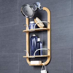 Penyimpanan Organizer kamar mandi bambu Caddy Shower gantung dengan nampan sabun Caddy buatan khusus 2 rak Shower Caddy rak gantung - Product Image 2