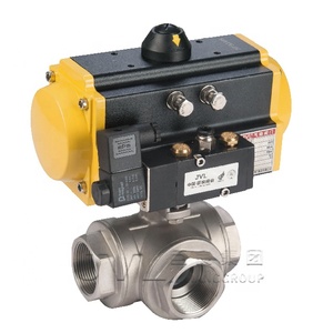 Vanne à boisseau sphérique pneumatique à trois voies CE Gas, à bride de 4 pouces, modèle JL600-Q2, 4 pouces - Product Image 1