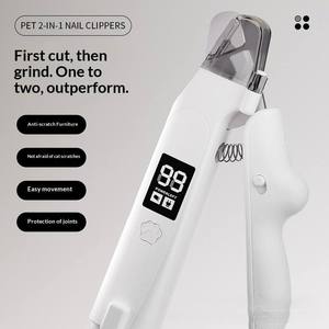 Coupe-ongles rechargeable pour animaux de compagnie, 2 en 1, en acier inoxydable, portable, silencieux, avec lumière LED - Product Image 4